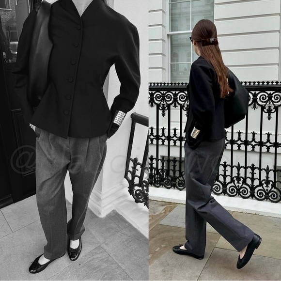 EMI MESS Avit Wool Satin High Waist Pants in Gris Gray - Picture 10 of 10